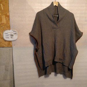 Massimo Dutti Gray WOOL+CASHMERE+ANGORA Cape Poncho Pullover w/Measurements S